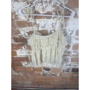 Sundayup Ruffle‎ Gauzy crop top size L